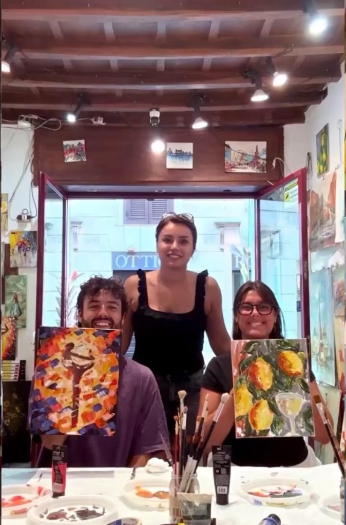 This artwork was created by hand in our studio-gallery in the heart of Rome. It reflects not only my personal artistic journey, but also the atmosphere of the city—its light, quiet moments, and lived history.